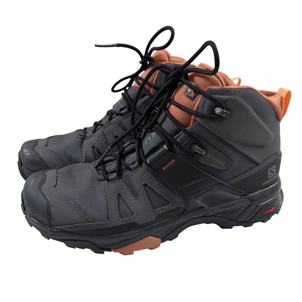 Salomon X Ultra 04 Mid GTX Hiking Boots Womens 9 Magnet Black 412956 Gore-Tex